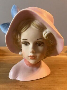 Inarco Lady Head Vase Made in Japan E6212 Pink **READ